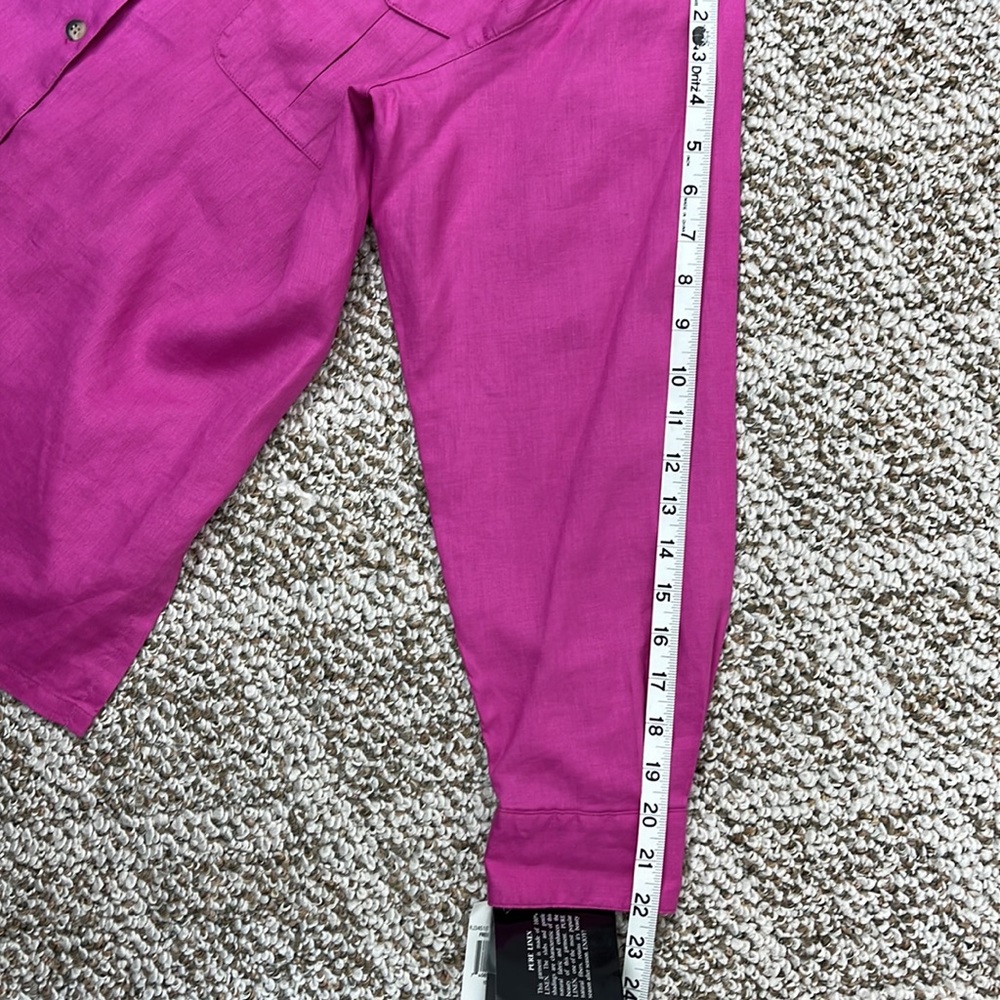 RAFAELLA 100% Linen Hot Pink Button Down Blouse size medium NWT - Picture 16 of 16
